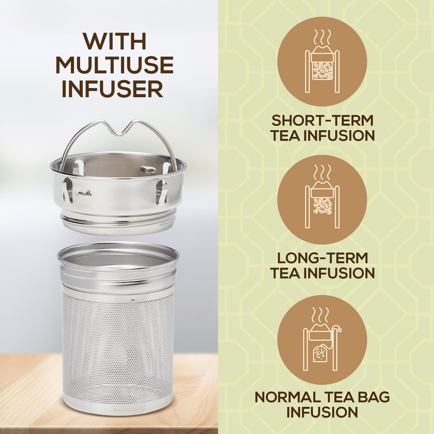 Leaf Life Premium Bamboo Tumbler 17oz Vacuum Insulated Tea Infuser